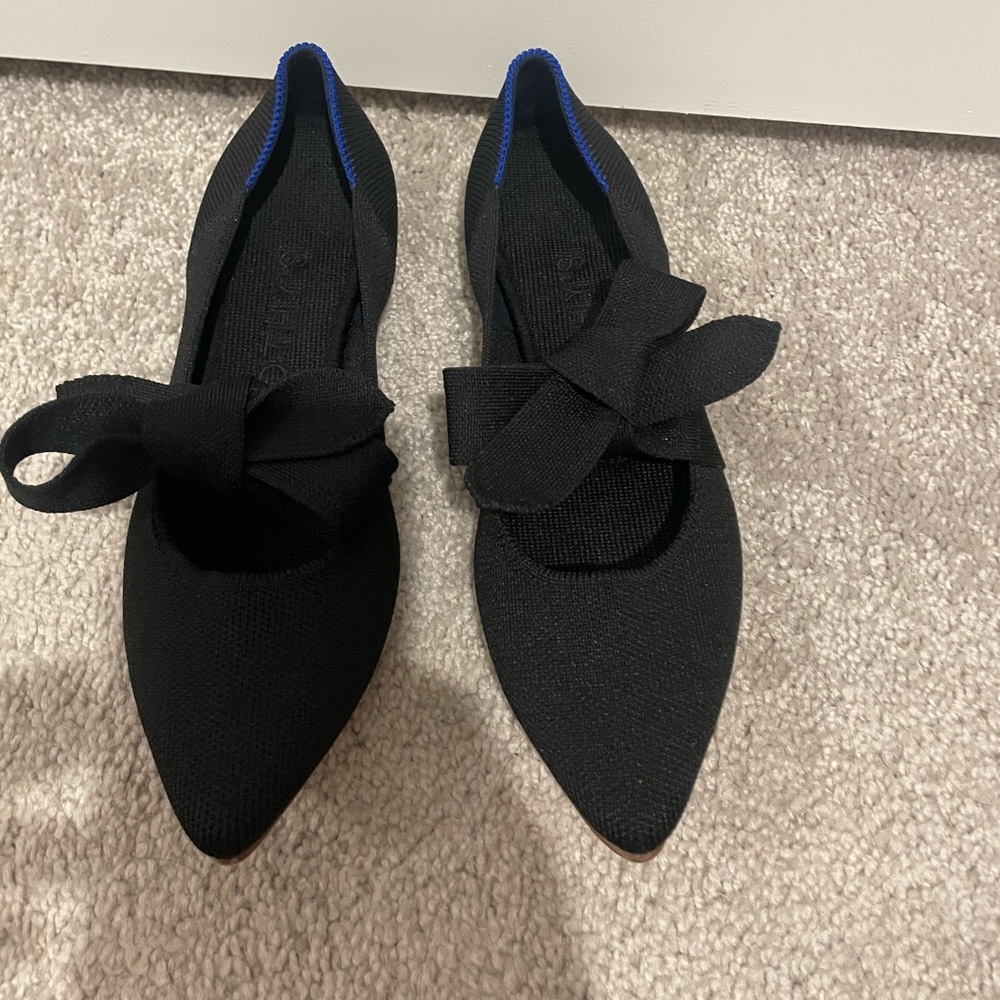 Rothy's Black Flats with Bow Accent